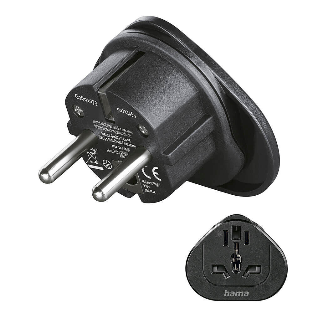 Hama Traveladapter Type E/F Universal World-EU Black