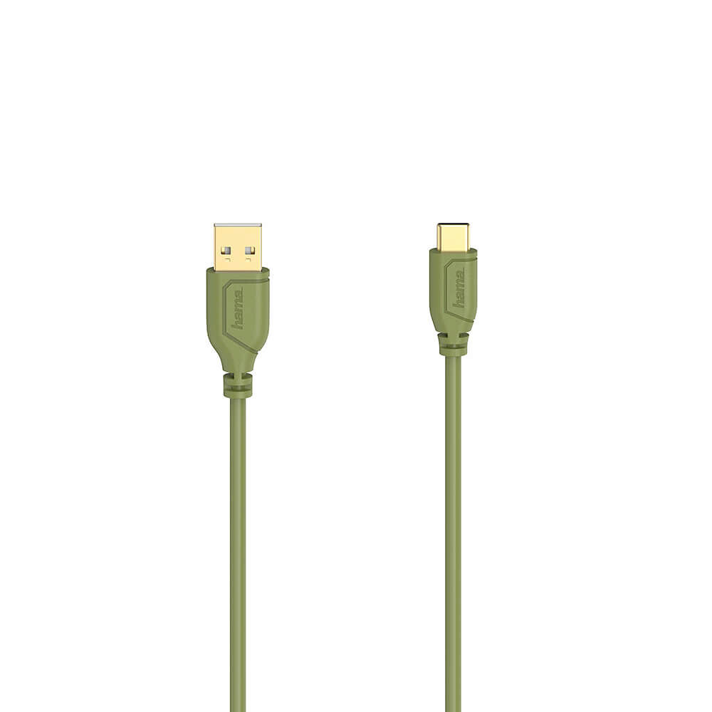 Hama Cable USB-C Flexi-Slim USB-A-USB-C Gold Green 0.75m