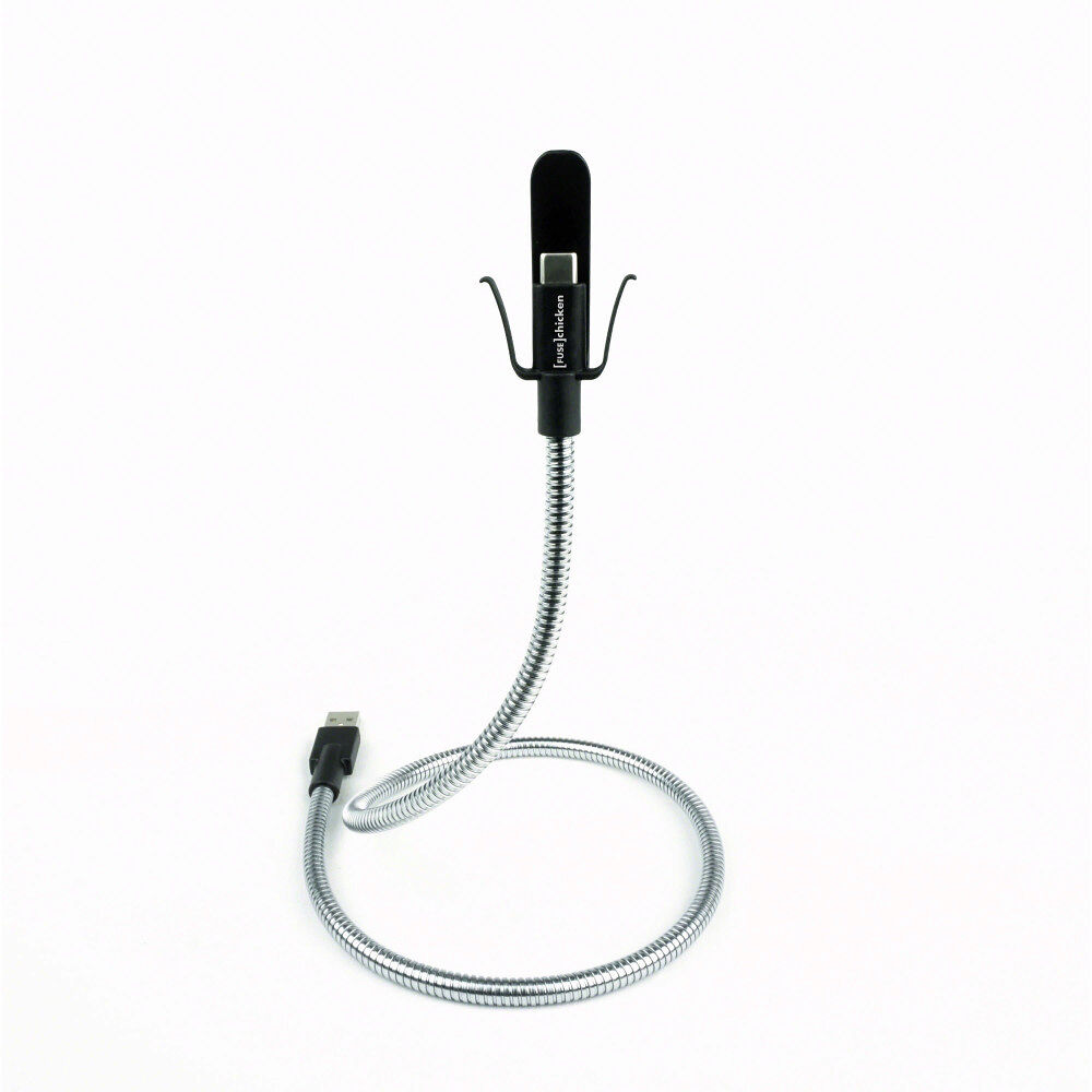 Fuse Chicken Synkkabel Type-C BOBINE Flex 0.6m Självstående Hållare Silver 2xClips