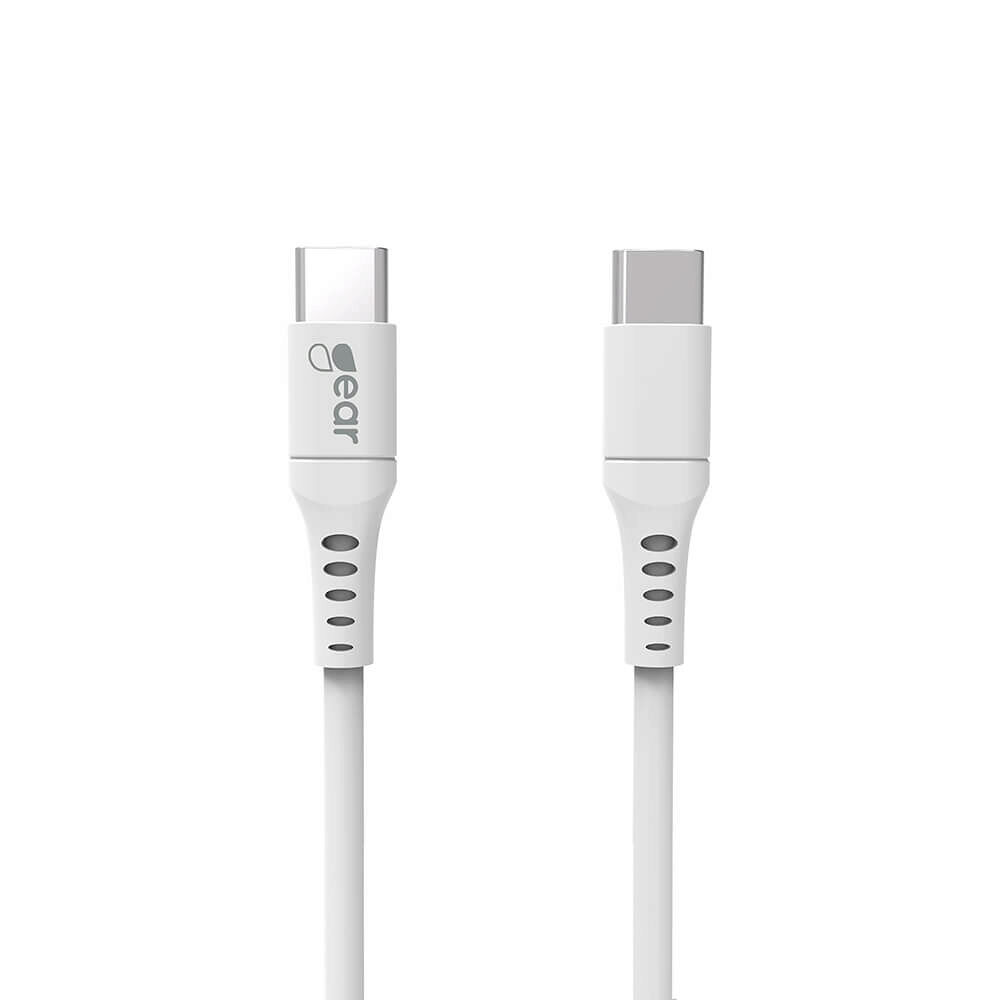 GEAR Laddkabel USB-C till USB-C 2.0 1m Vit Rund Kabel