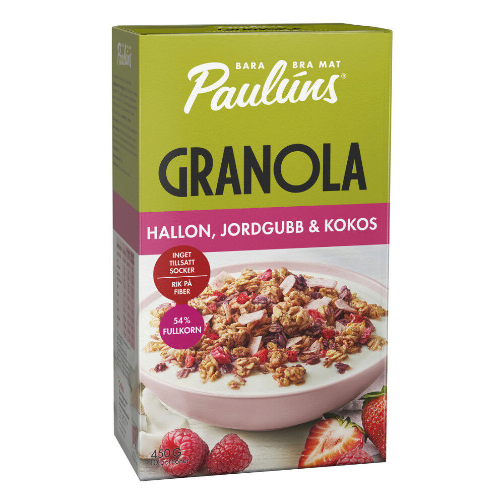 Paulúns Granola Hallon & Jordgubb 450 g