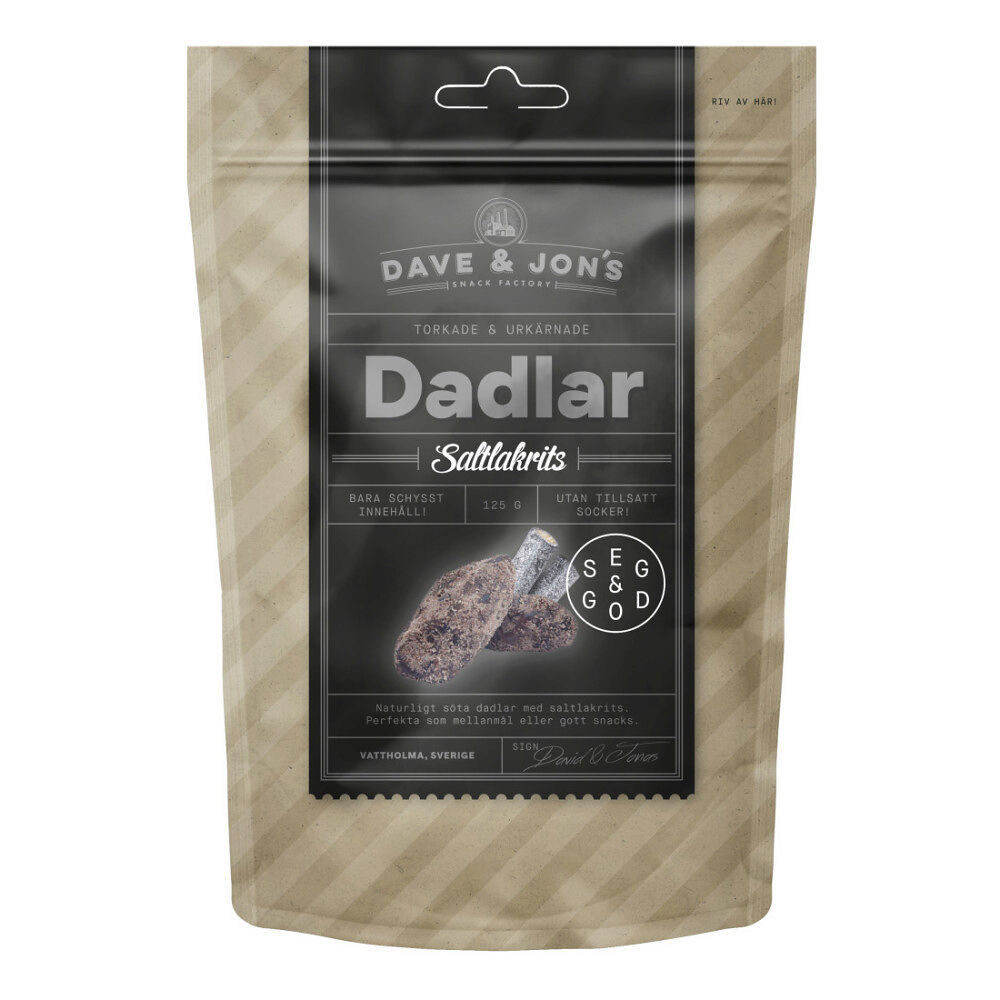 DAVE & JON'S Dadlar Saltlakrits 125 g