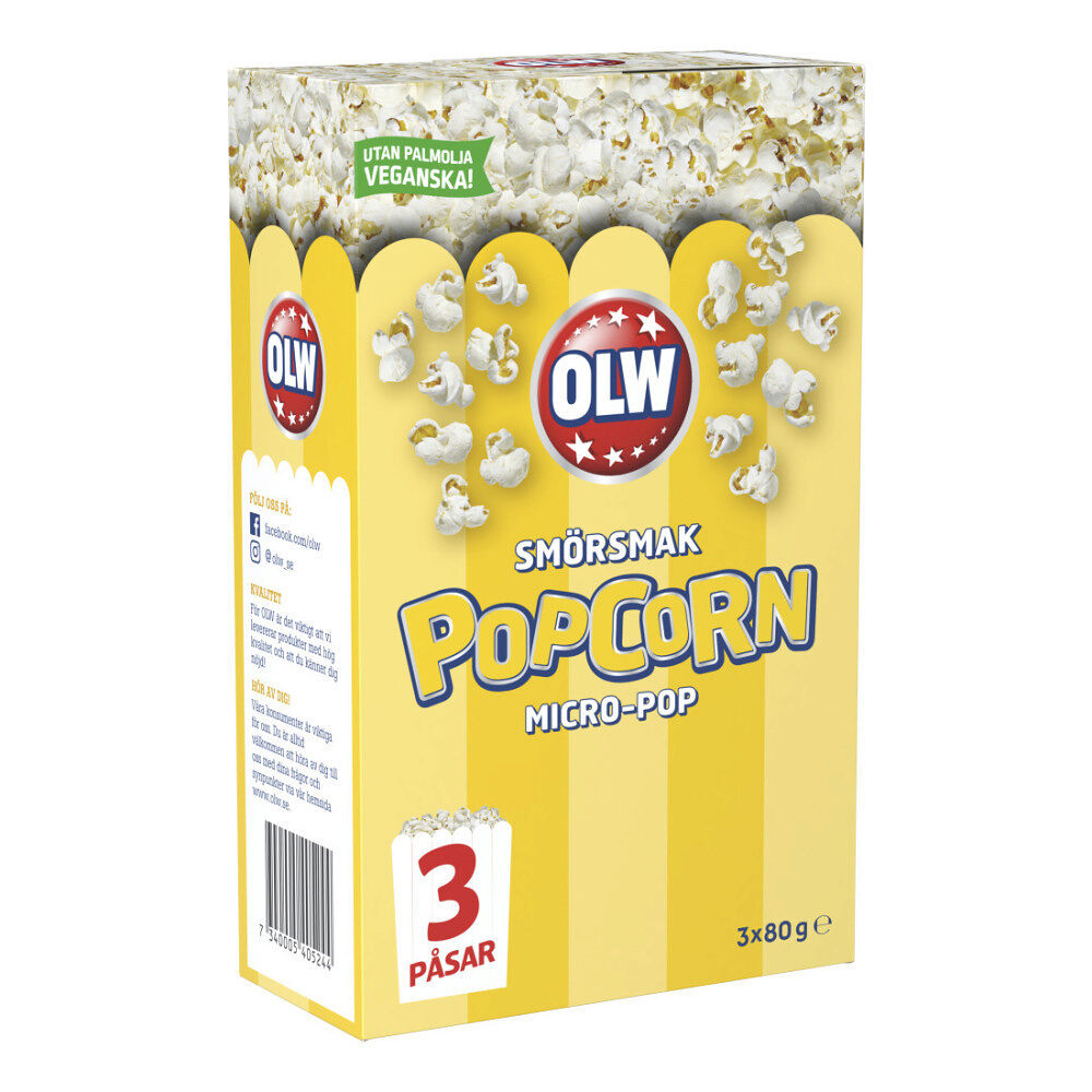 Olw Micropopcorn Smör 240 g