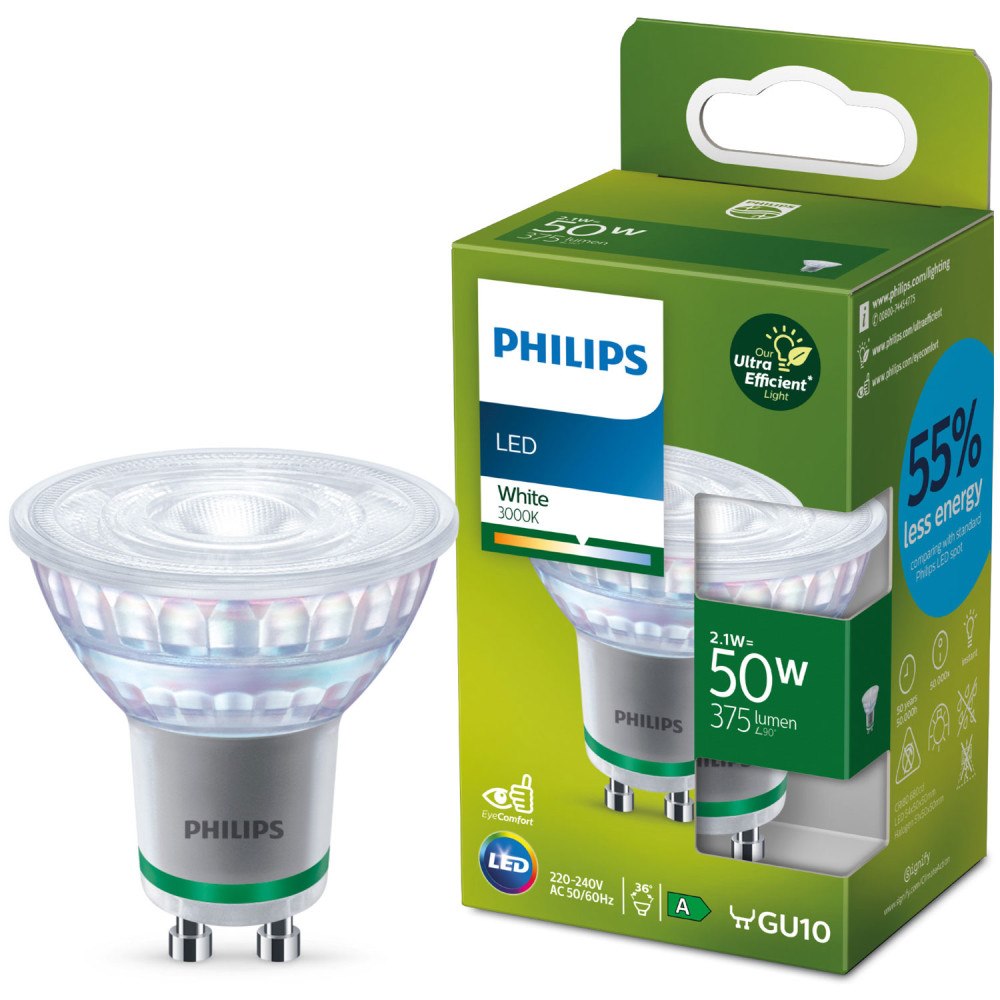 Philips LED GU10 Spot 50W 375lm 3000K Energiklass A