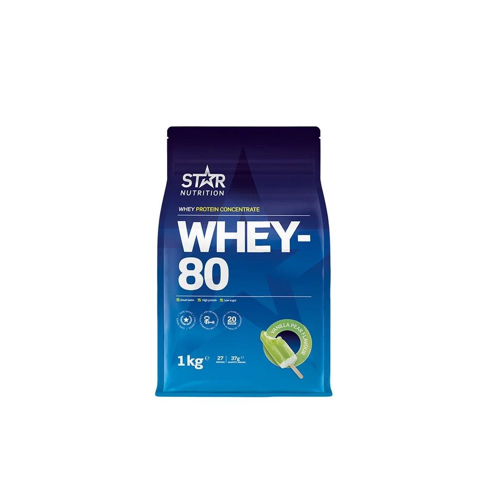 STAR NUTRITION Whey-80 Proteinpulver Vanilj & Päron 1 kg
