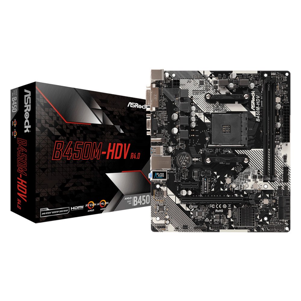 ASRock Asrock B450M-HDV R4.0 AMD B450 Uttag AM4 micro ATX