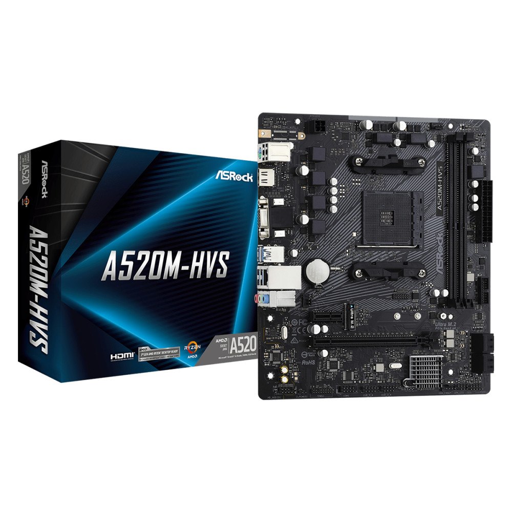 ASRock Asrock A520M-HVS AMD A520 Uttag AM4 micro ATX