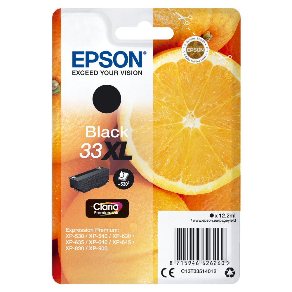 EPSON Epson Oranges Singlepack Black 33XL Claria Premium Ink