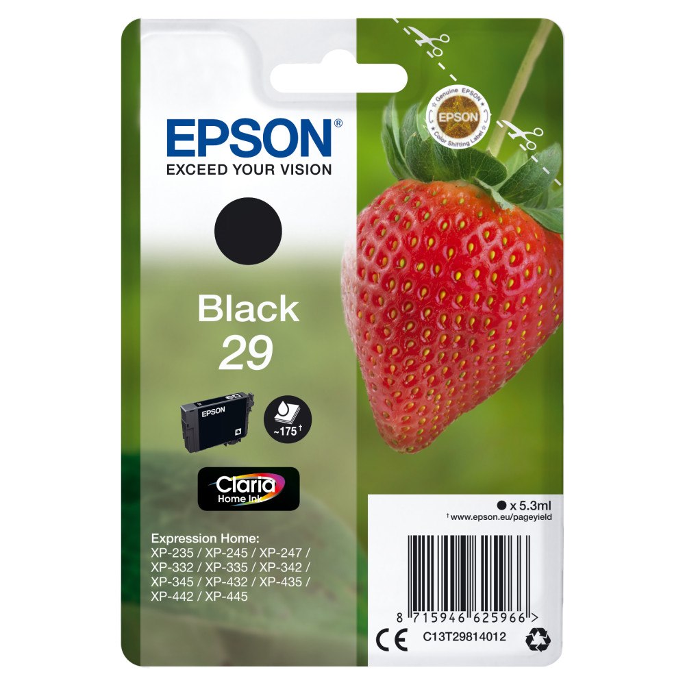 EPSON Epson Strawberry Singlepack Black 29 Claria Home Ink