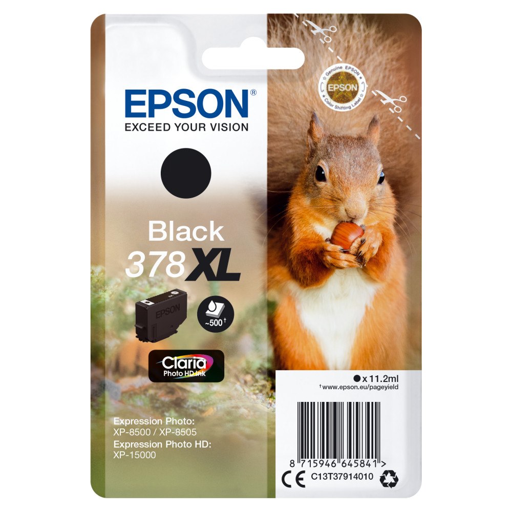 EPSON Epson Squirrel Singlepack Black 378XL Claria Photo HD Ink