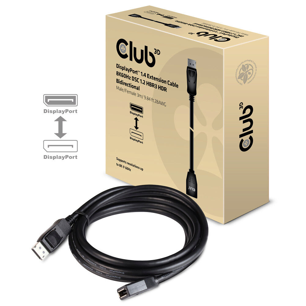 Club 3D Club 3D - DisplayPort-förlängningskabel - DisplayPort till DisplayPort - 3 m