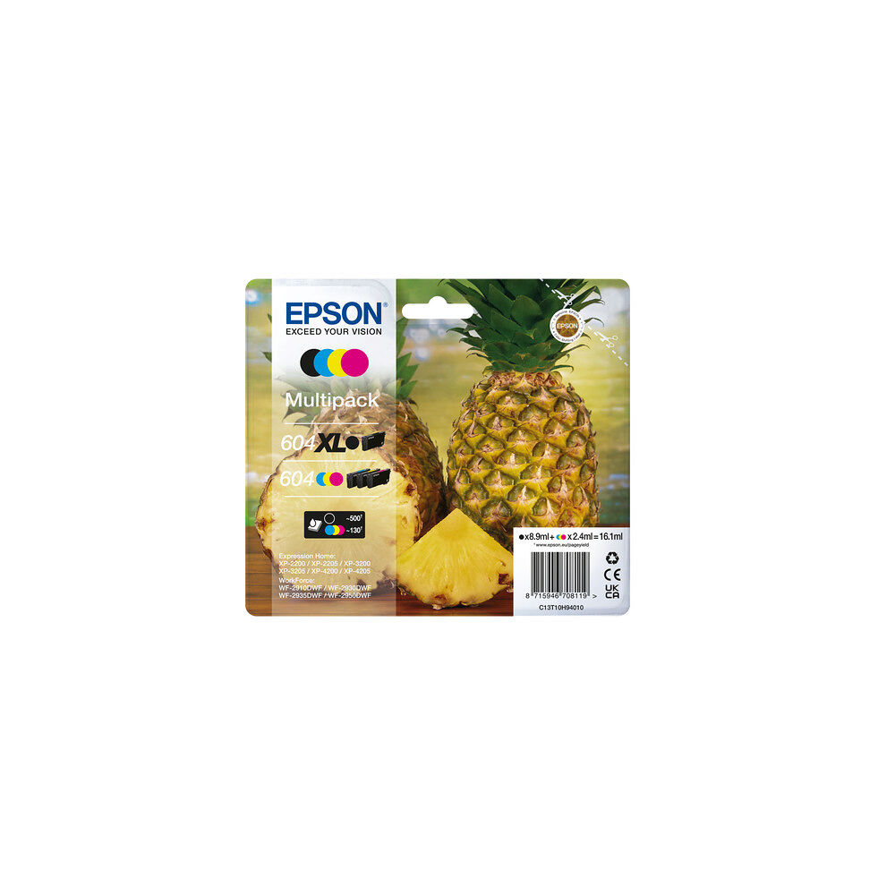 EPSON Epson 604XL Multipack - 4-pack - XL (svart) + standardkapacitet - svart, cyan, magenta, gul - original - bläckpatron