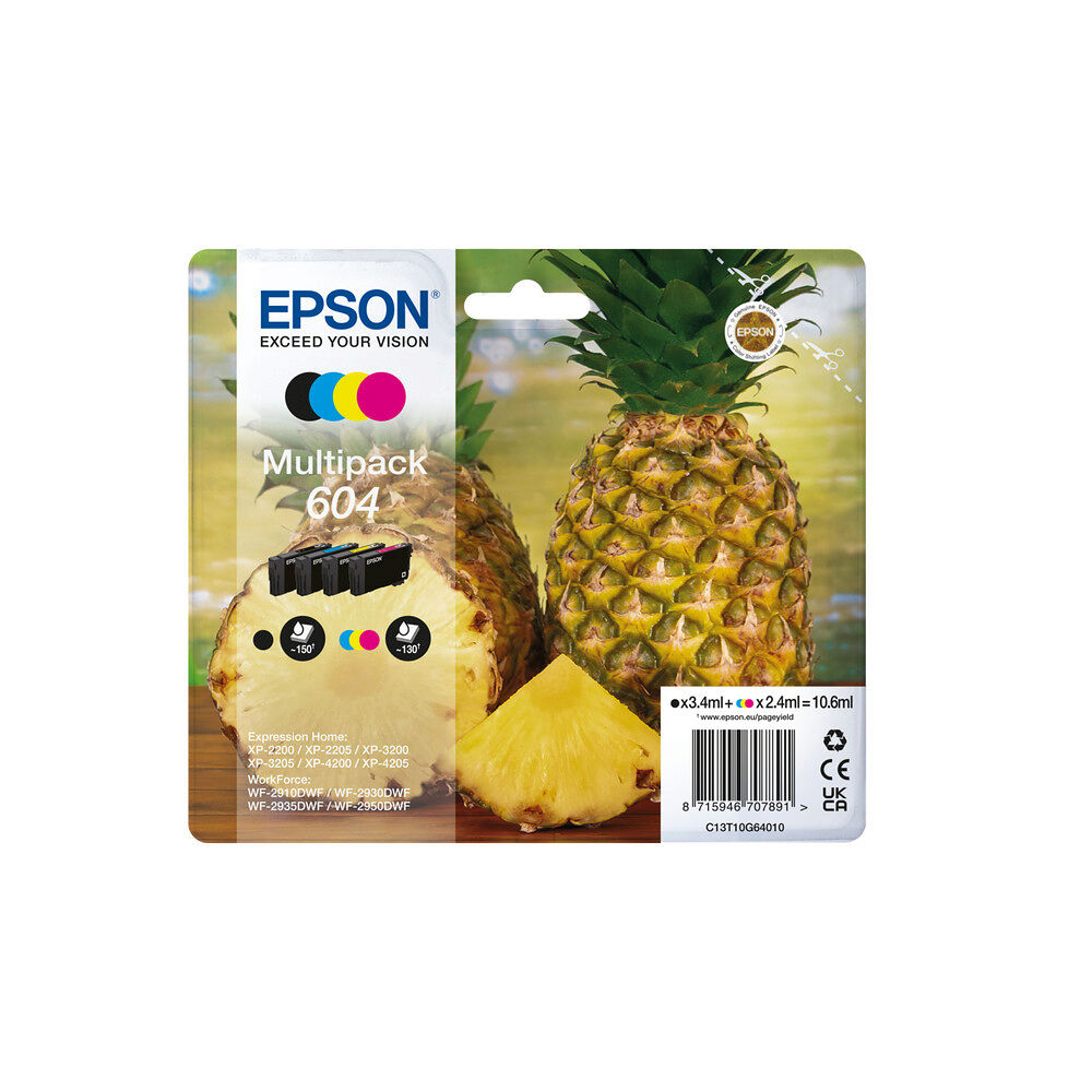 EPSON Epson 604 Multipack - 4-pack - svart, cyan, magenta, gul - original - bläckpatron