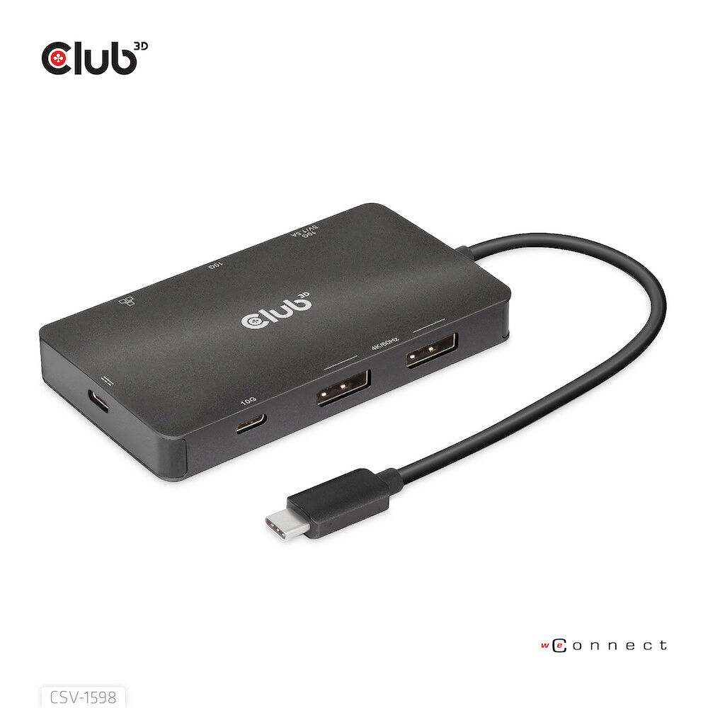 Club 3D Club 3D - dockningsstation - USB-C 3.2 Gen 2 - 2 x DP - 1GbE