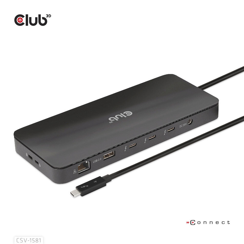 Club 3D Club 3D - dockningsstation - USB-C / Thunderbolt 3 / Thunderbolt 4 - 3 x Thunderbolt 4 - 1GbE