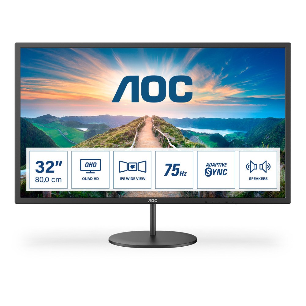 AOC AOC V4 Q32V4 platta pc-skärmar 80 cm (31.5") 2560 x 1440 pixlar 2K Ultra HD LED Svart