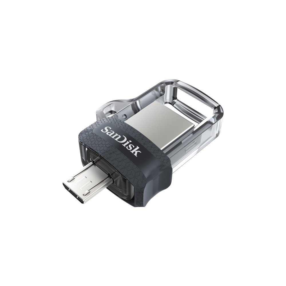 SANDISK SanDisk Ultra Dual m3.0 USB-sticka 128 GB USB Type-A / Micro-USB 3.2 Gen 1 (3.1 Gen 1) Svart, Silver, Transparent