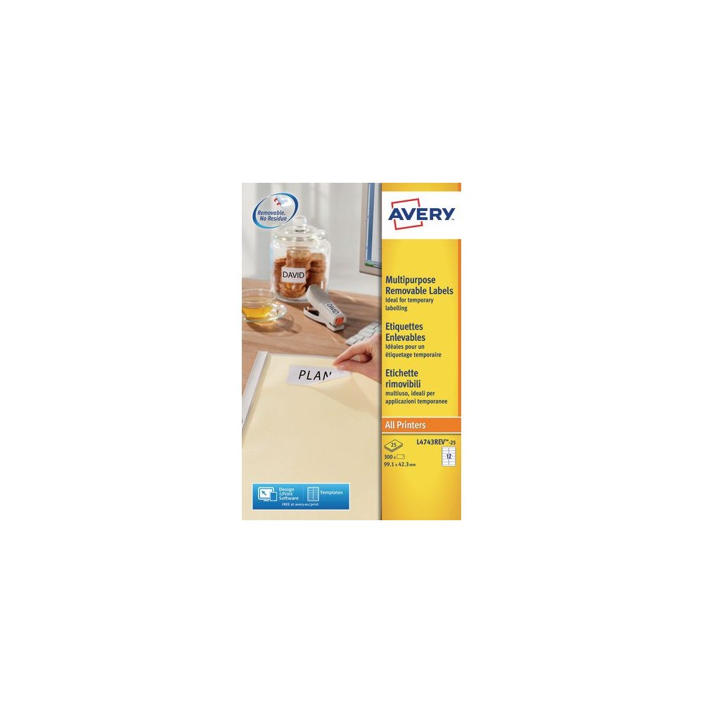 AVERY Etikett AVERY avtagb 99,1x42,3mm 300/fp