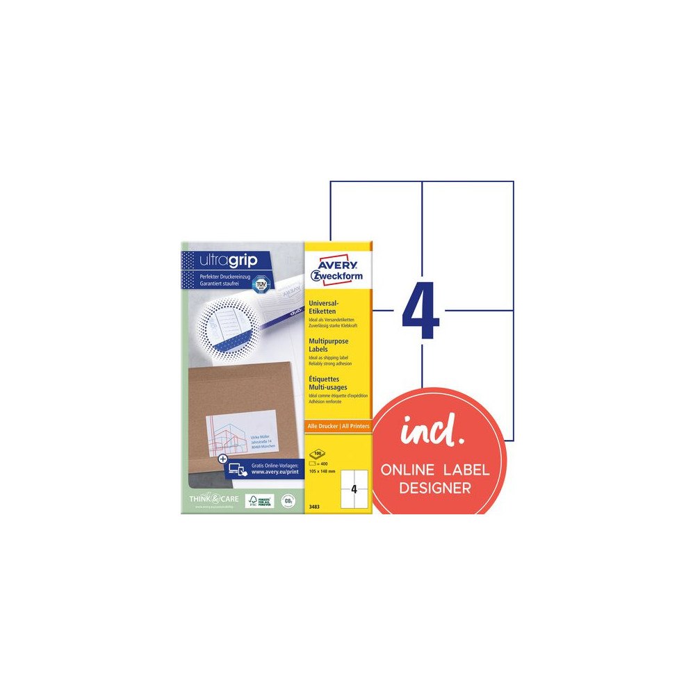 AVERY Etikett AVERY 105x148mm 400/fp
