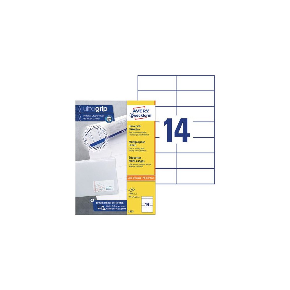 AVERY Etikett AVERY 105x42,3mm 1400/fp