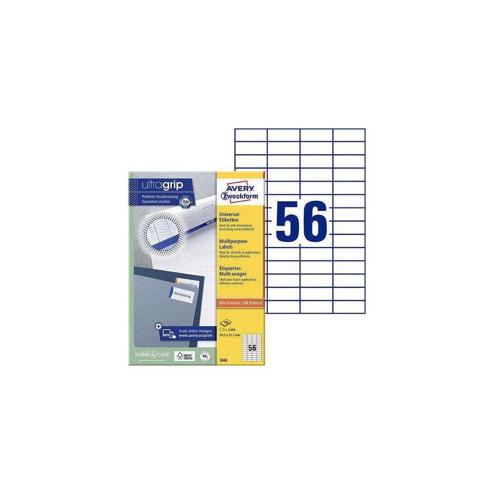 AVERY Etikett AVERY 52,5x21,2mm 5600/fp