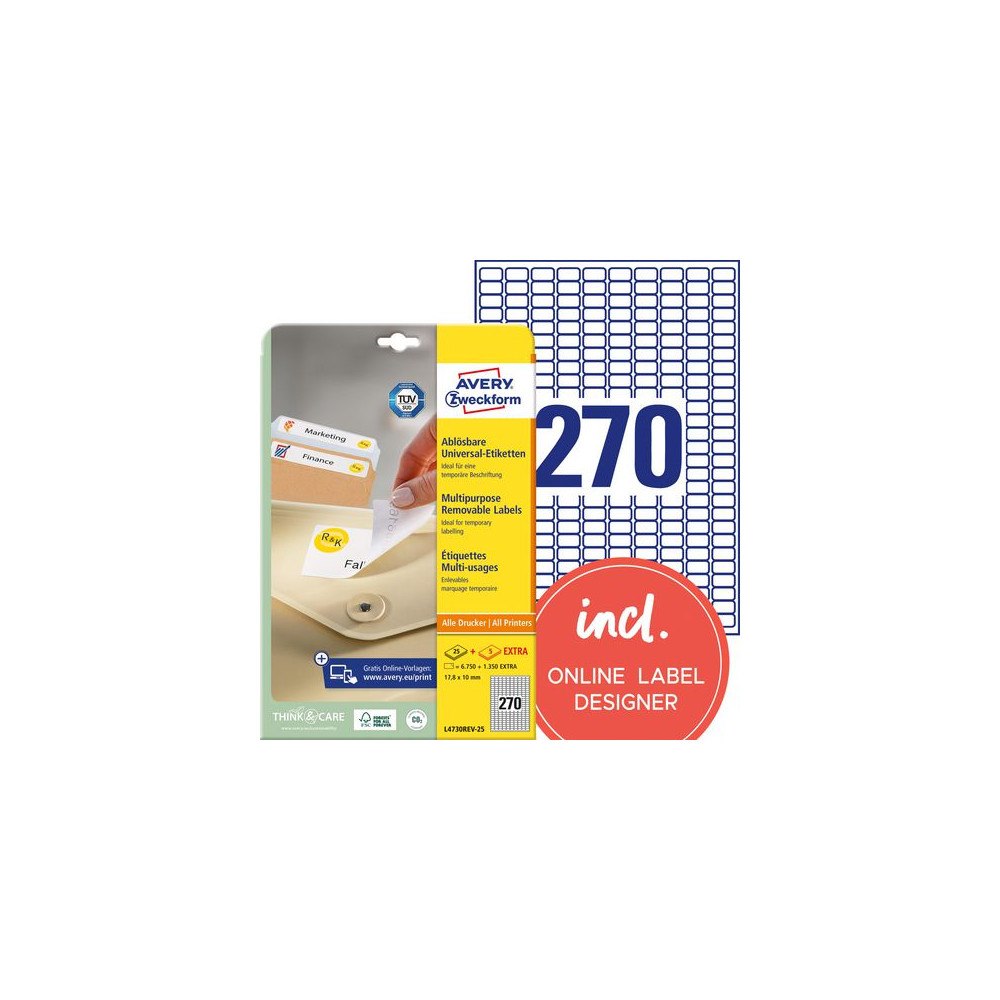 AVERY Etikett AVERY avtagb 17,8x10mm 8100/fp