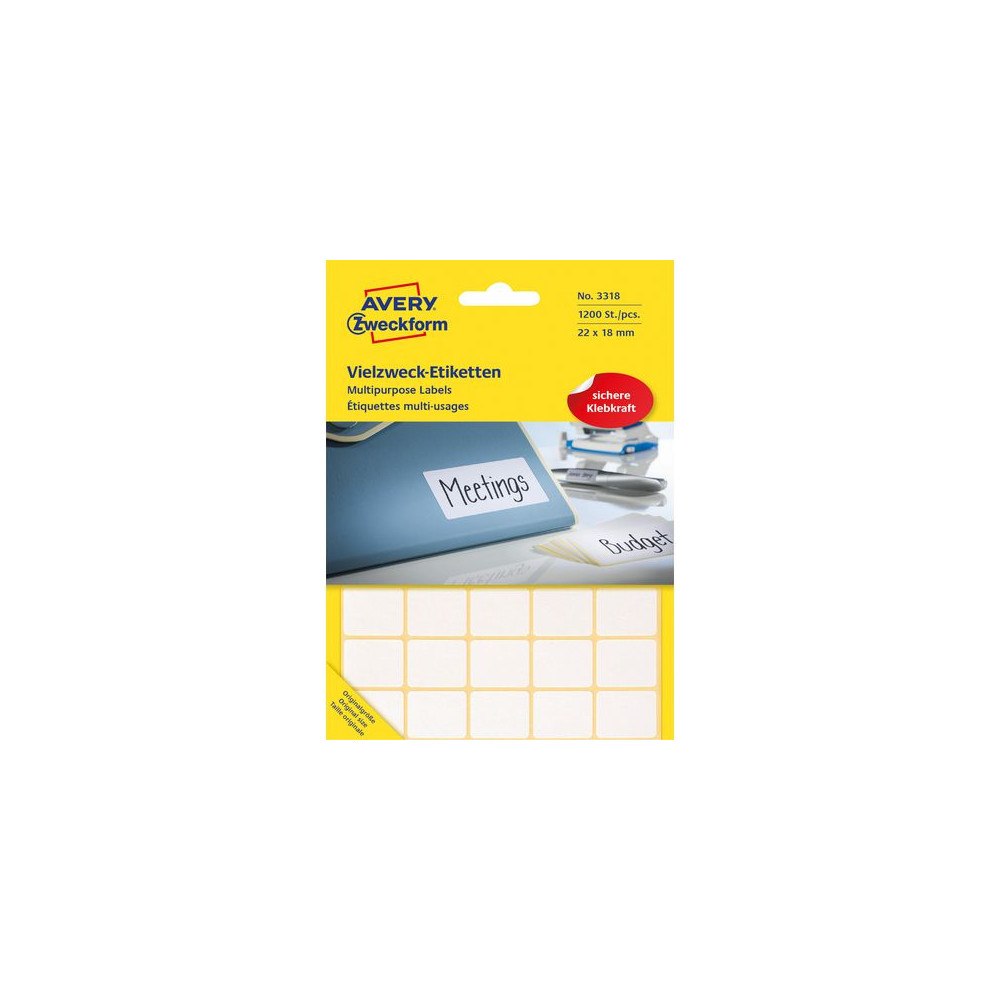 AVERY Etikett AVERY handskriv 18x22mm 1200/fp