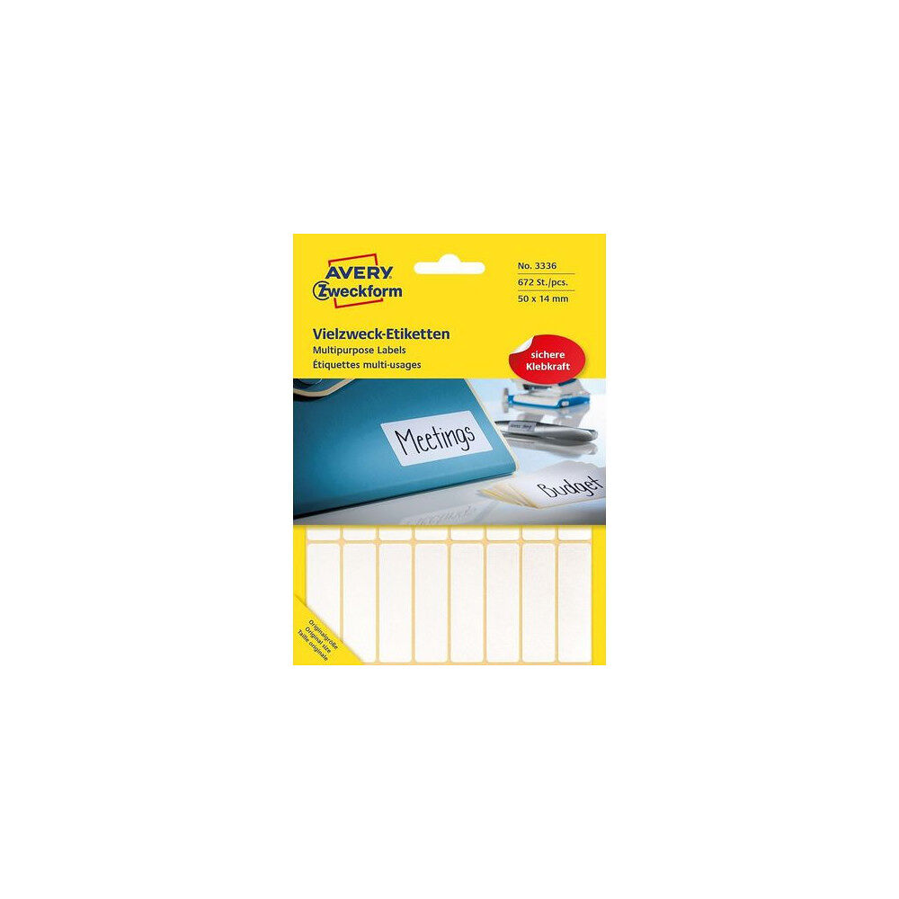 AVERY Etikett AVERY handskr 14x50mm vit 672/fp