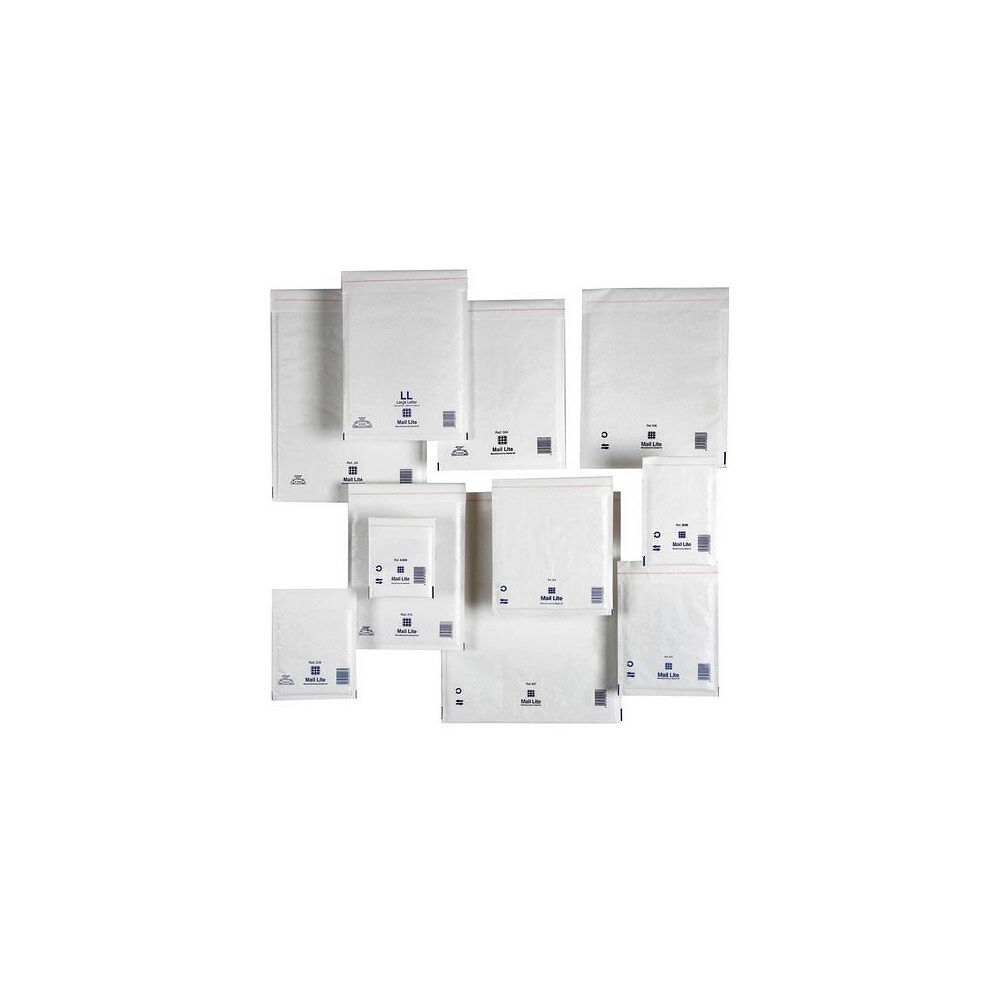 MAIL LITE Bubbelpåse CD 180x160mm vit 10/fp