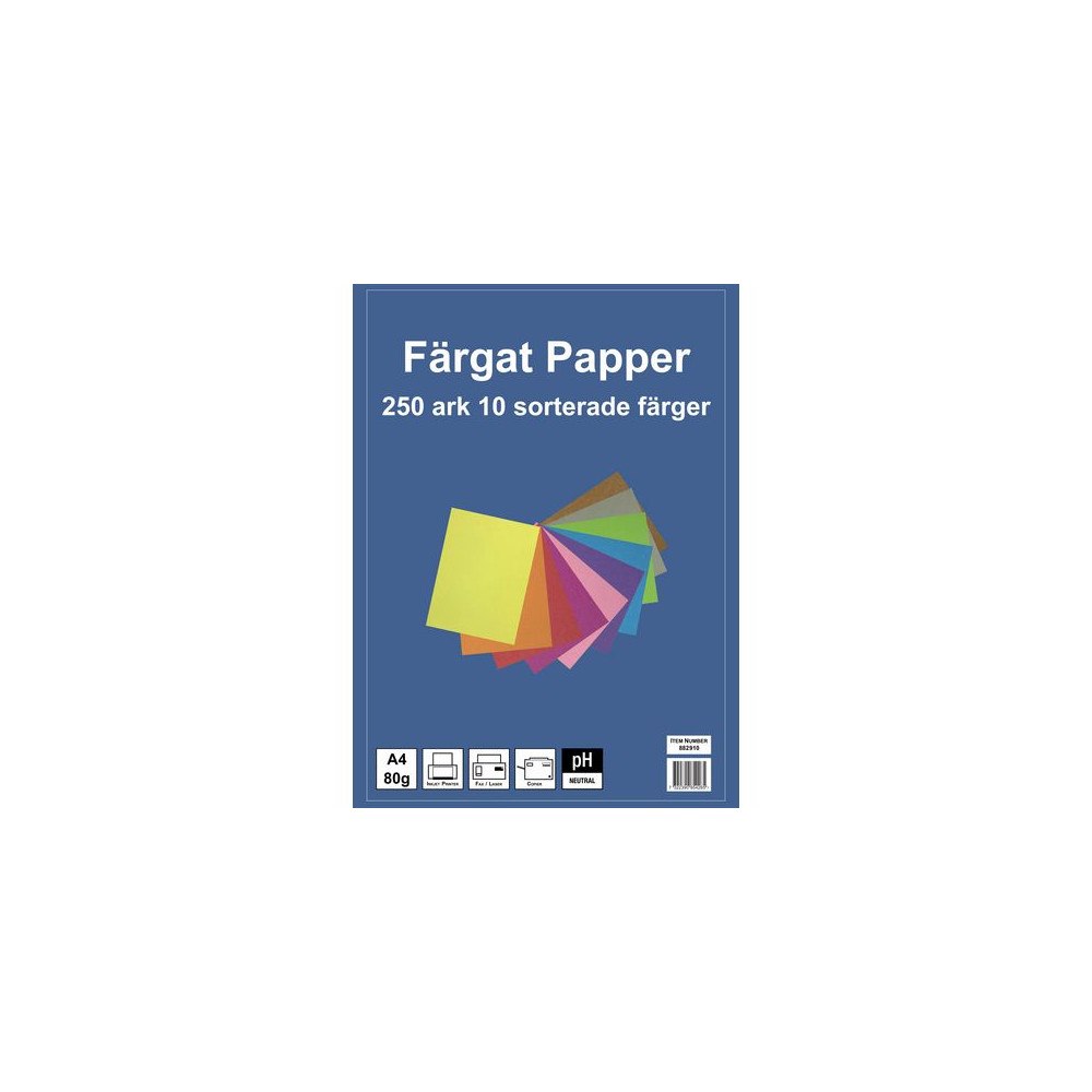 No Brand Tonpapper A4, 80g 10 färger 250/fp