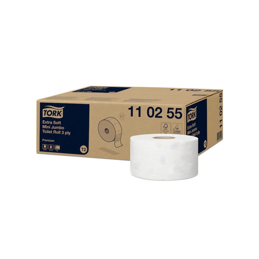 TORK Toiletpapir Tork T2 Mini Jumbo Extra Soft Premium 3-lags hvi...