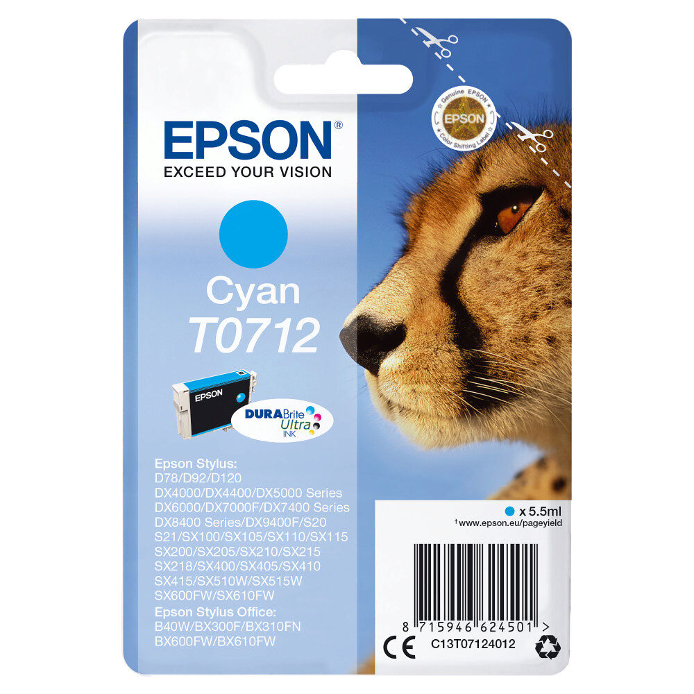 EPSON Epson T0712 - cyan - original - bläckpatron