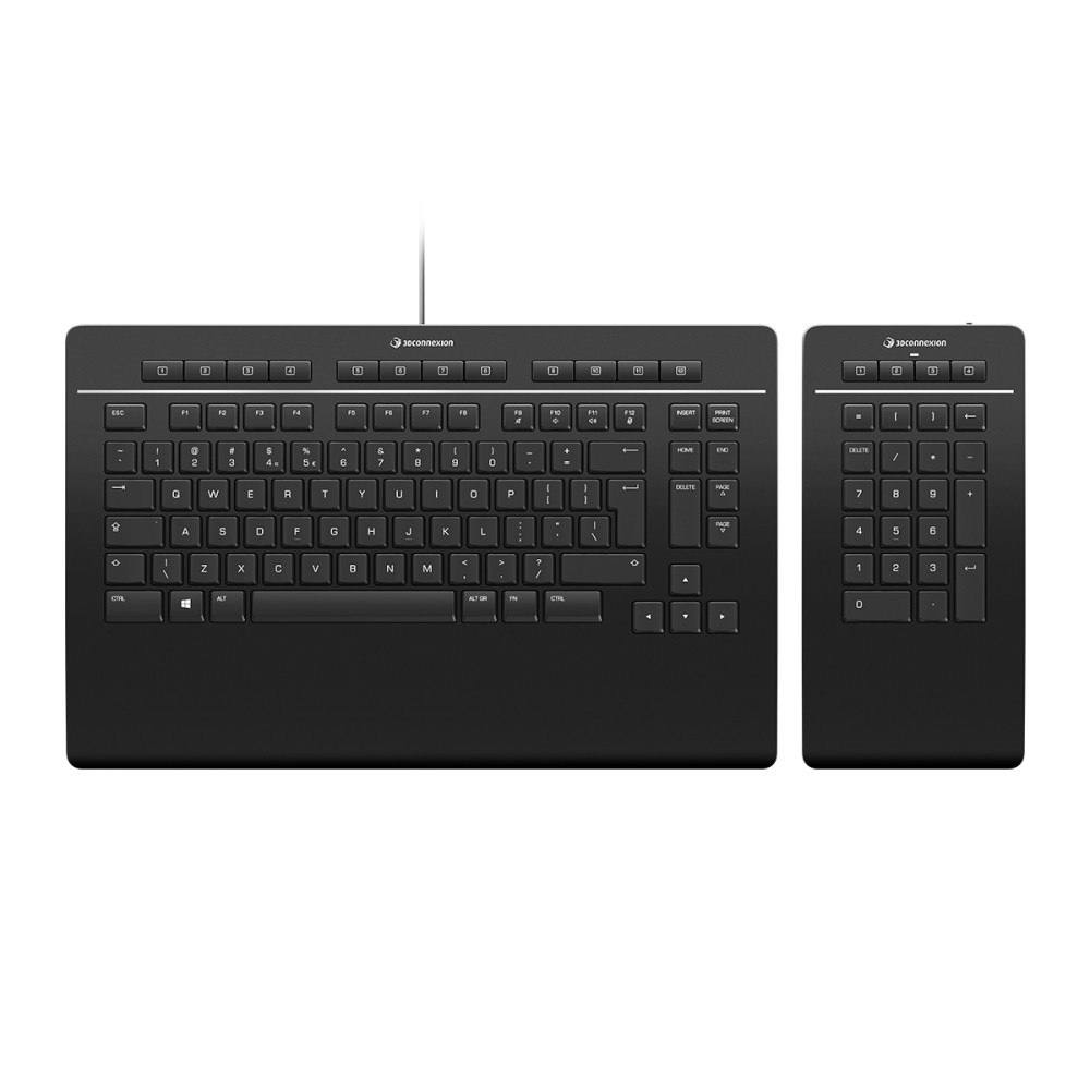 3Dconnexion 3Dconnexion Keyboard Pro with Numpad tangentbord USB + RF Wireless + Bluetooth QWERTY Nordic Svart