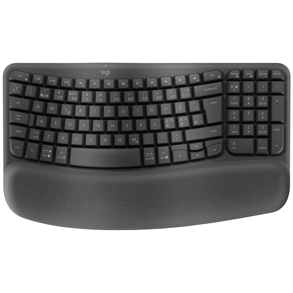 Logitech Logitech Wave Keys tangentbord Trådlös RF + Bluetooth QWERTY Dansk, Finsk, Norsk, Svensk grafit