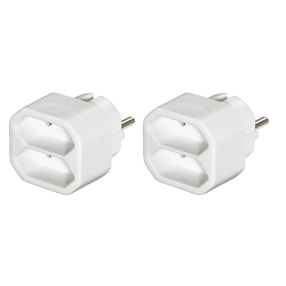 Hama Socket 2-way Adapter Double Pack White