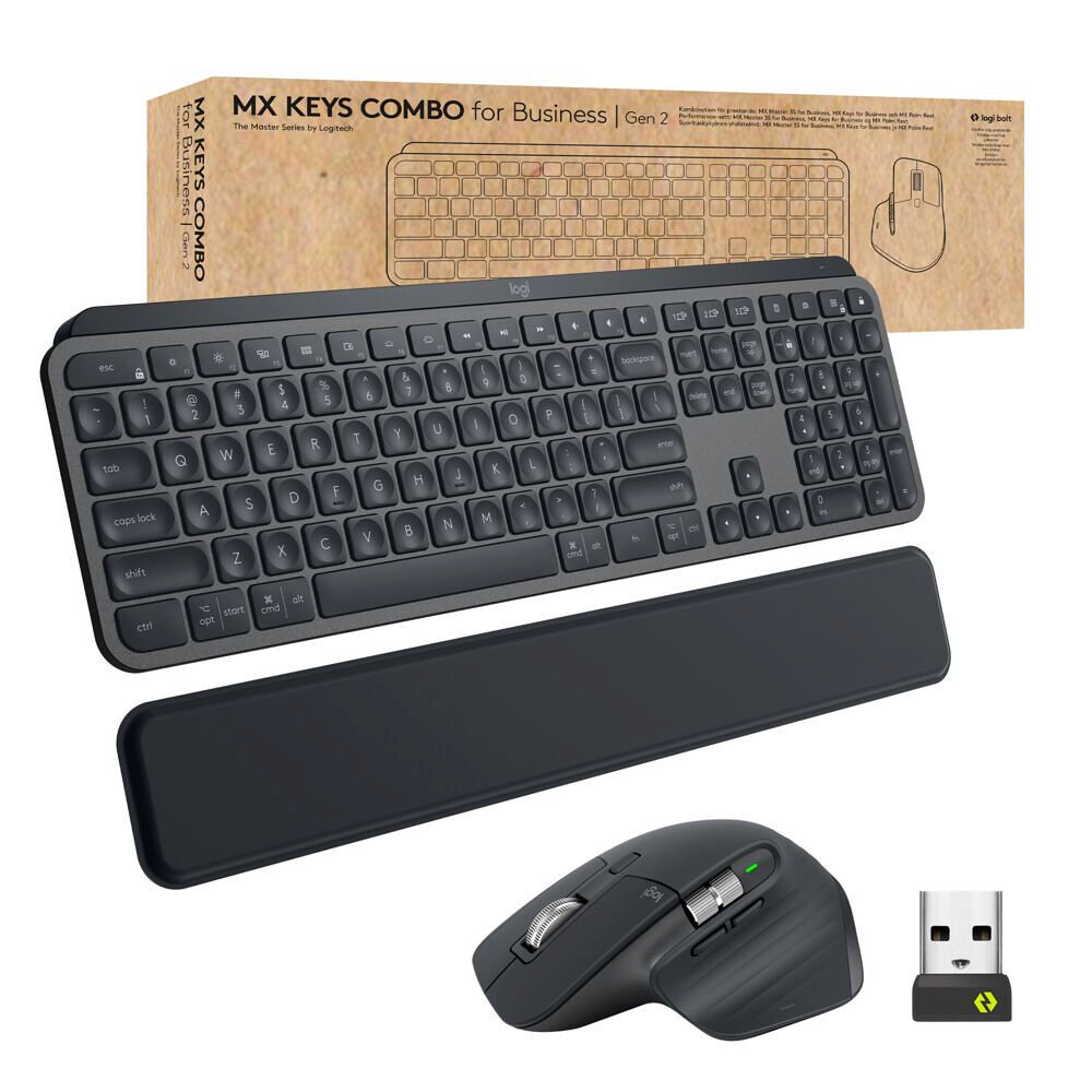 Logitech Logitech MX Keys Combo for Business - sats med tangentbord och mus - QWERTY - hela norden - grafit Inmatningsenhet