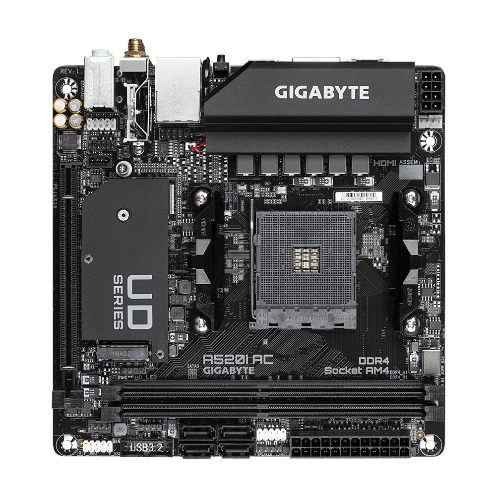 Gigabyte Technology Gigabyte A520I AC moderkort AMD A520 Uttag AM4 Mini-ITX