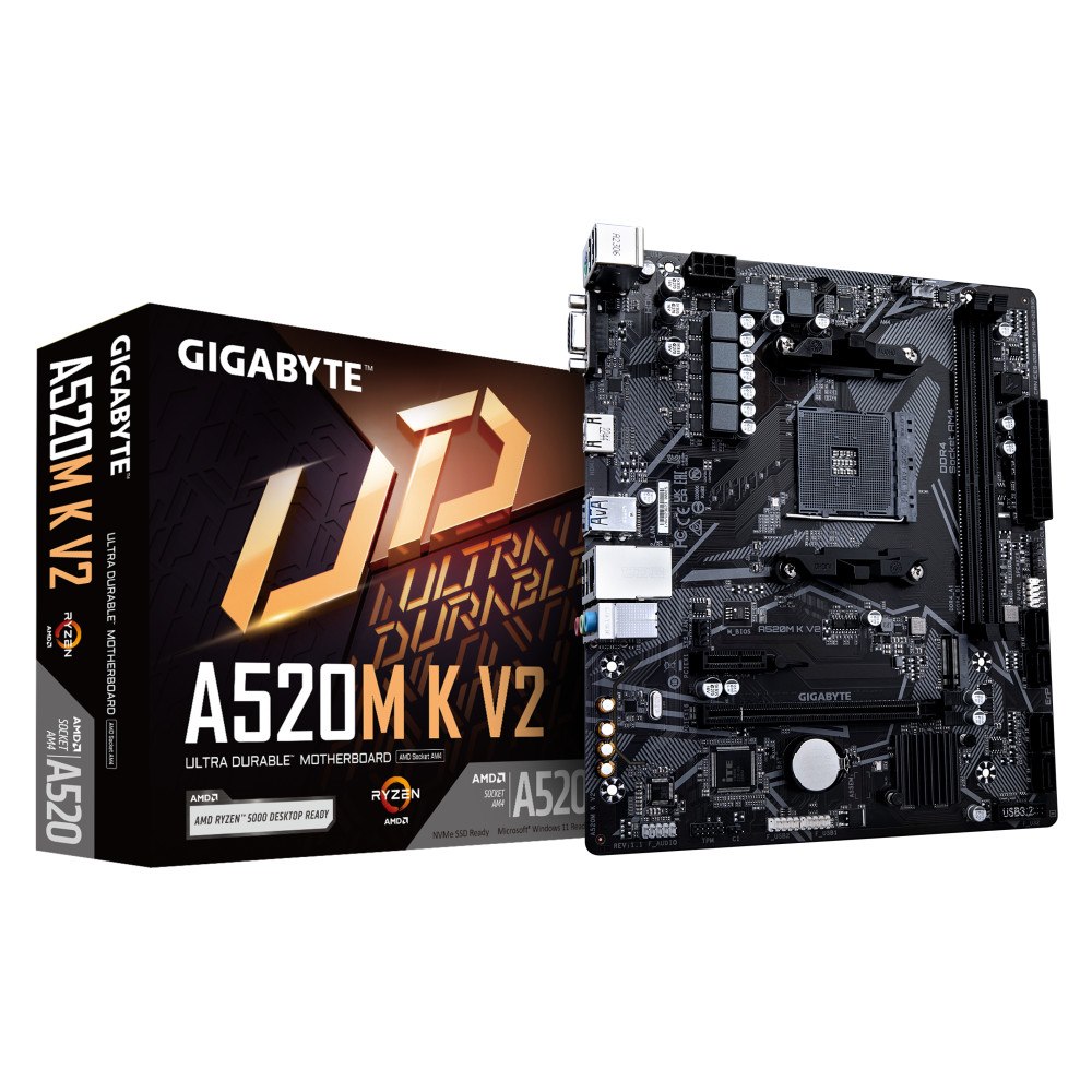 Gigabyte Technology Gigabyte A520M K V2 moderkort AMD A520 Uttag AM4 micro ATX