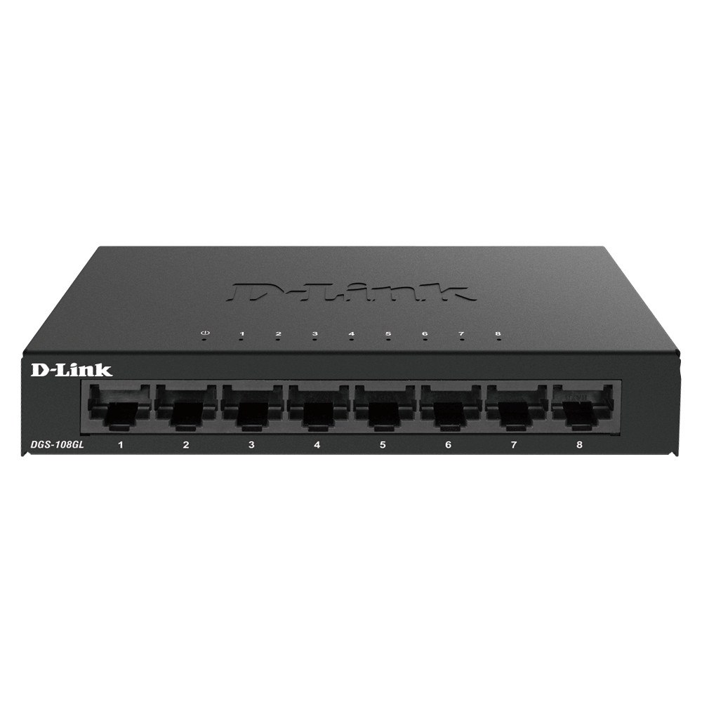 D-Link D-Link DGS-108GL nätverksswitchar Ohanterad Gigabit Ethernet (10/100/1000) Svart