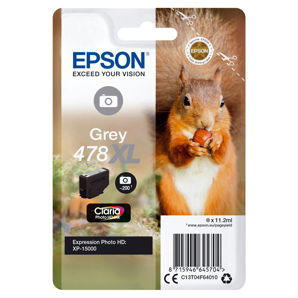 EPSON Epson Squirrel Singlepack Grey 478XL Claria Photo HD Ink