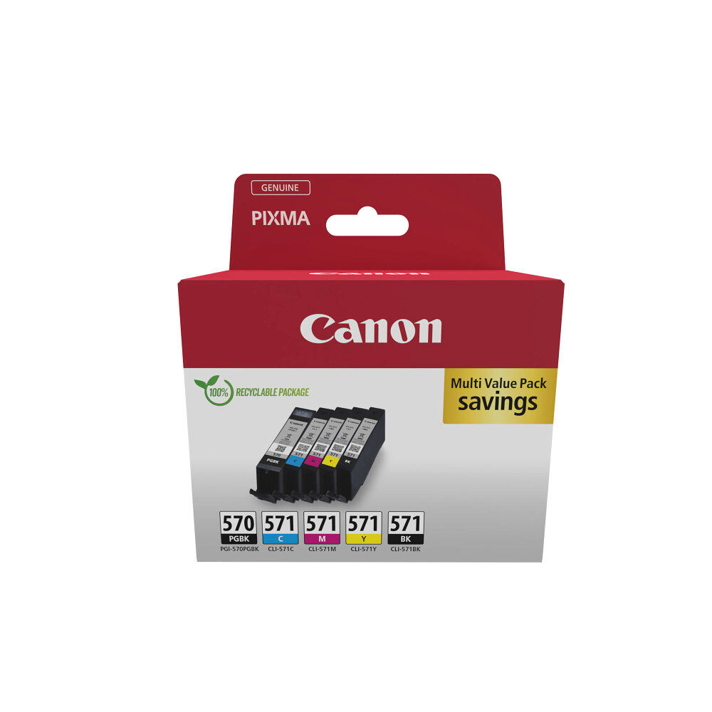 CANON Canon PGI-570/CLI-571 PGBK/BK/C/M/Y Multi Pack - 5-pack - svartfärgad, svart, gul, cyan, magenta - original - bläcktank
