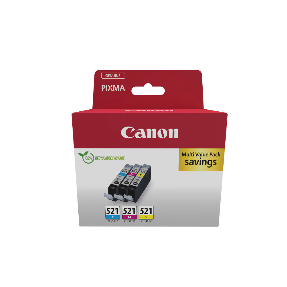 CANON Canon CLI-521 C/M/Y Multi pack - 3-pack - gul, cyan, magenta - original - bläcktank