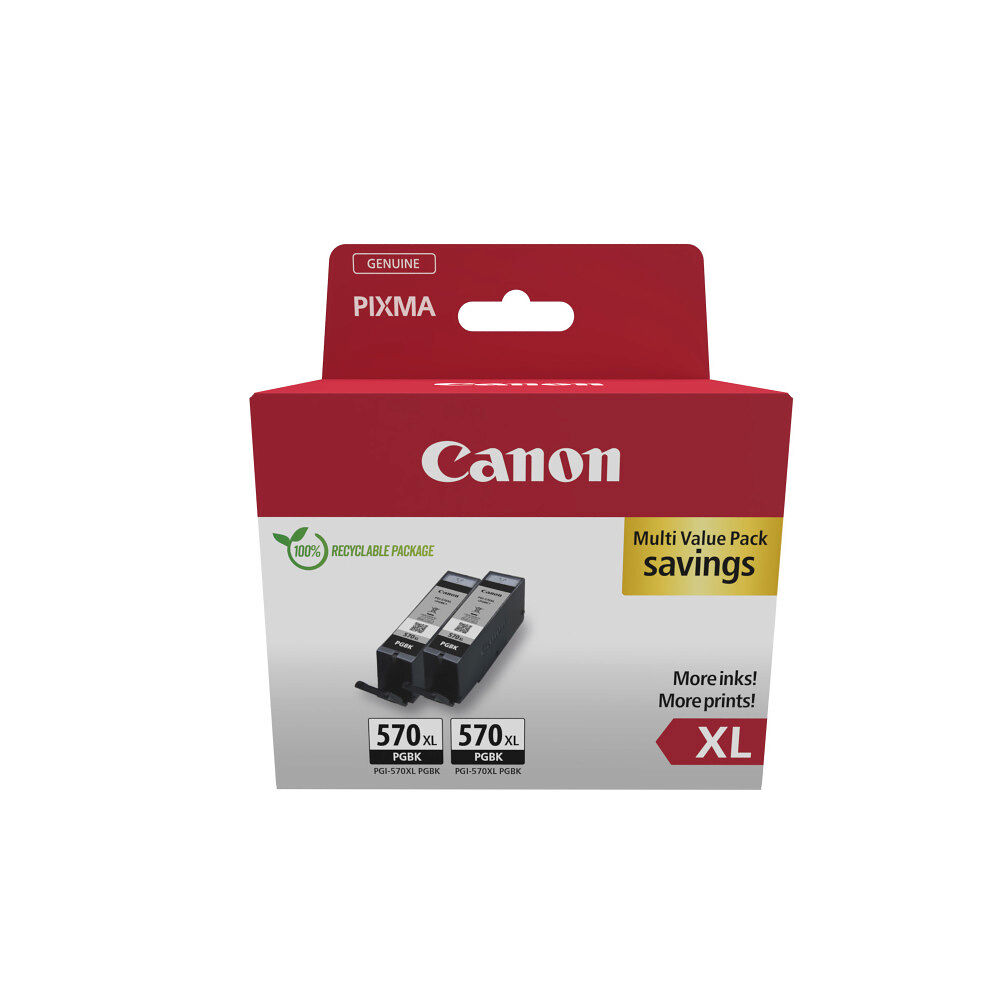 CANON Canon PGI-570PGBK XL Twin Pack - 2-pack - XL - svart - original - bläcktank