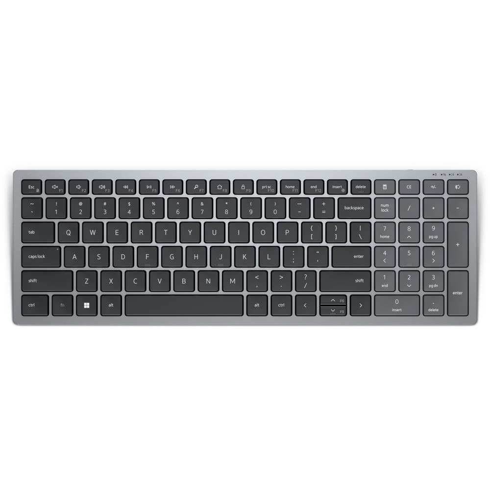 DELL DELL KB740 tangentbord Trådlös RF + Bluetooth QWERTY Nordic Grå, Svart
