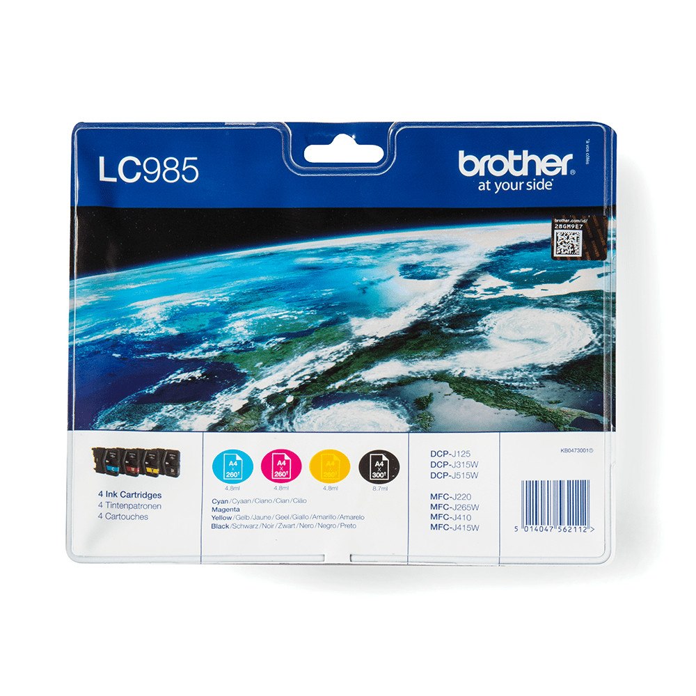 Brother Brother LC985VALBP bläckpatroner 4 styck Original Svart, Cyan, Magenta, Gul