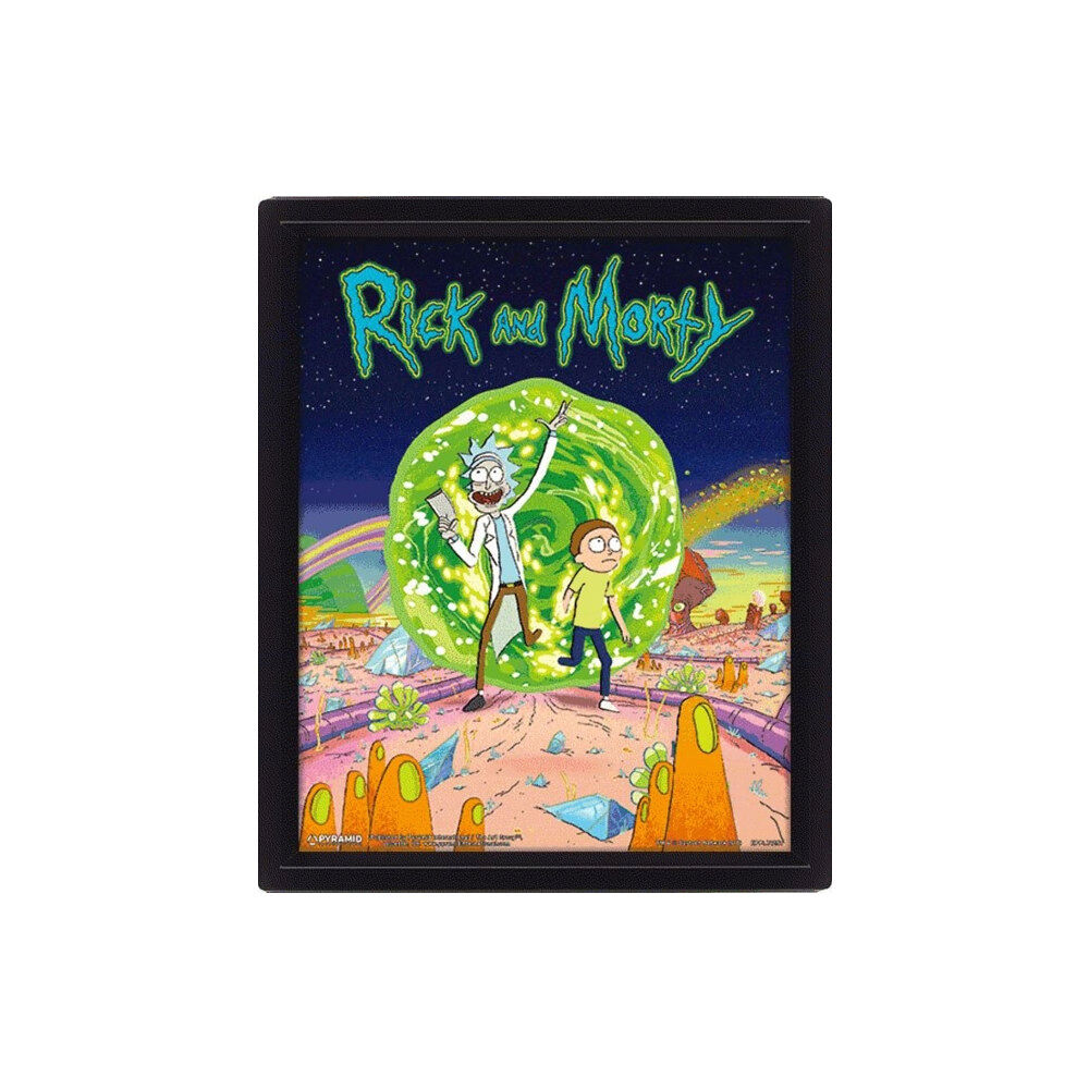 Pyramid International Rick And Morty (Portal) 10 x 8" 3D Lenticular Poster (Framed)