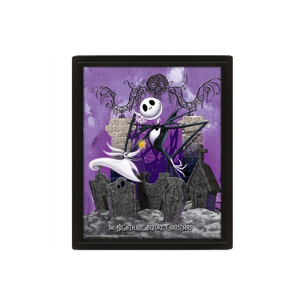 Pyramid International Nightmare Before Christmas (Graveyard) 10 x 8" 3D Lenticular Poster (Framed)