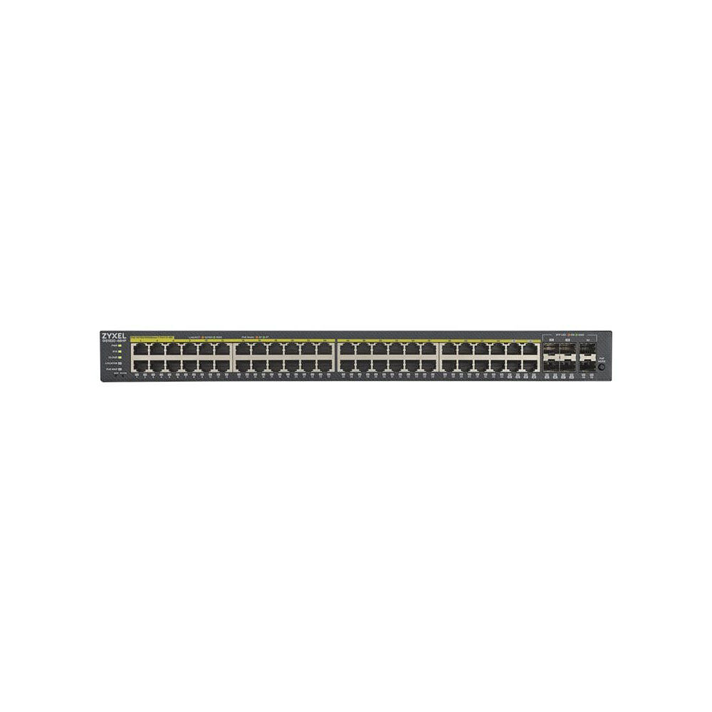 ZyXEL Communications Zyxel GS1920-48HPV2 hanterad Gigabit Ethernet (10/100/1000) Strömförsörjning via Ethernet (PoE) stöd Svart