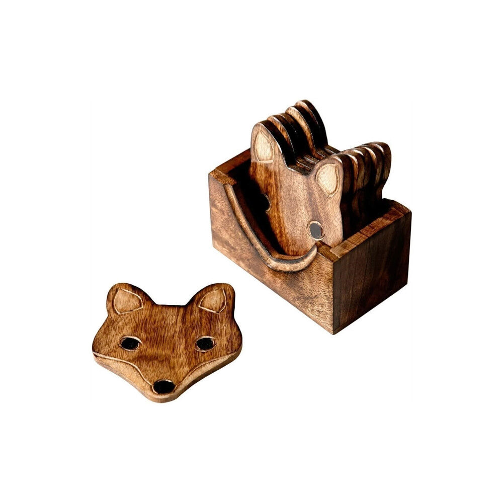 SASS & BELLE Sass & Belle Wooden Brown Fox Coasters - Set Of 6