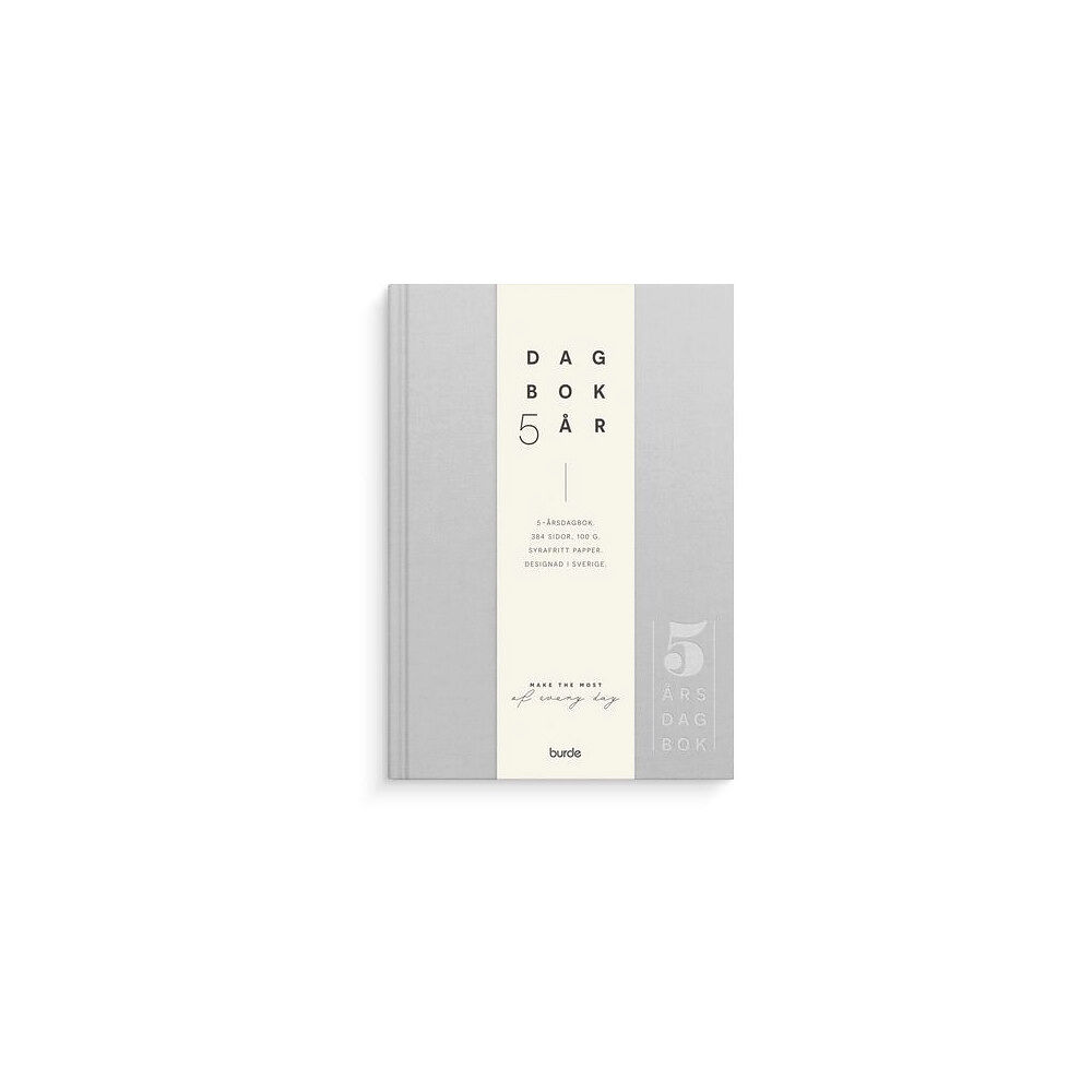 Burde 5-årsdagbok ljusgrå linnetextil